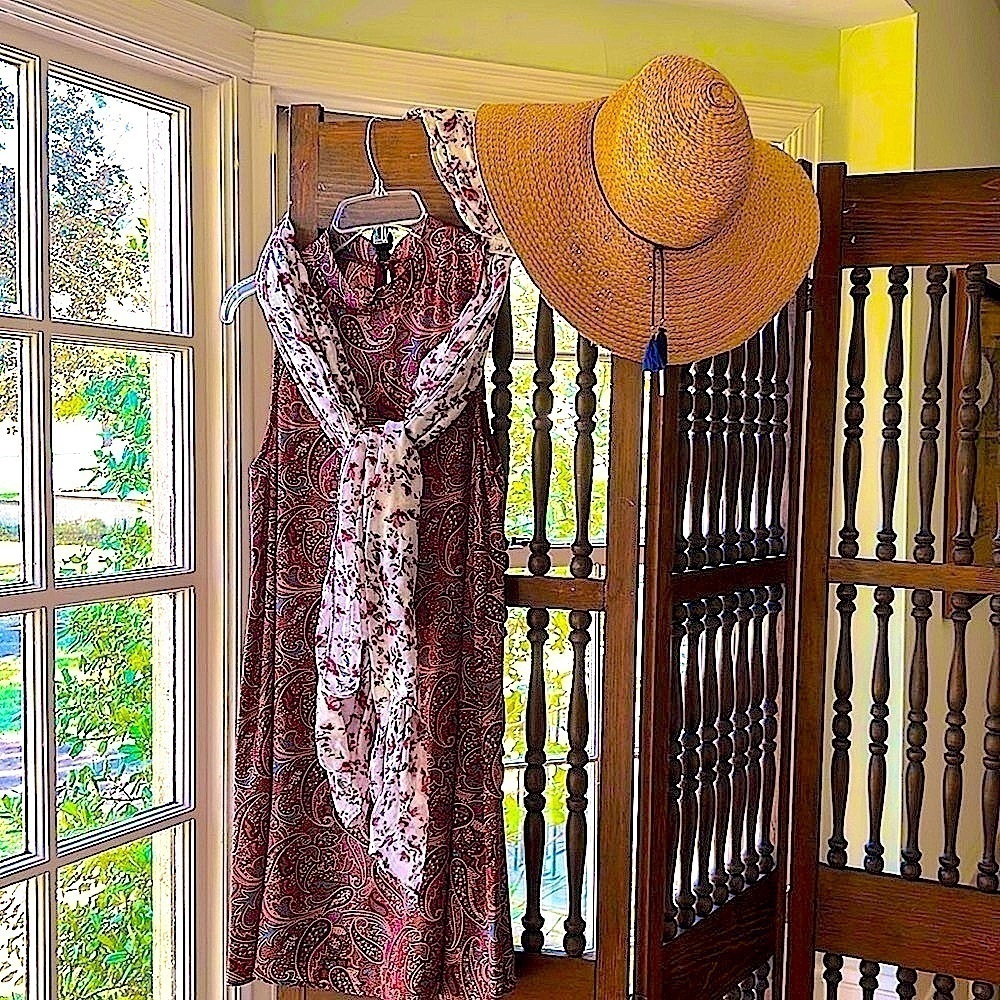 Burgundy Collarless Shift Dress Western Dot Tan Teal Purple Gold NEW!